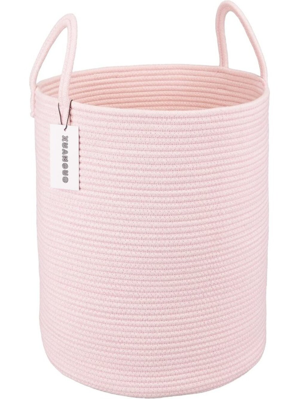 Stylish Pink Cotton Rope Laundry Basket Hamper for Kids & Nursery Decor